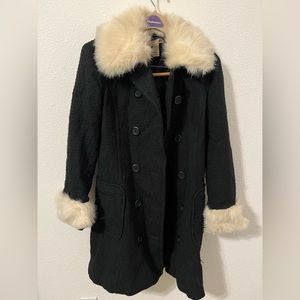 Black with cream furry trim